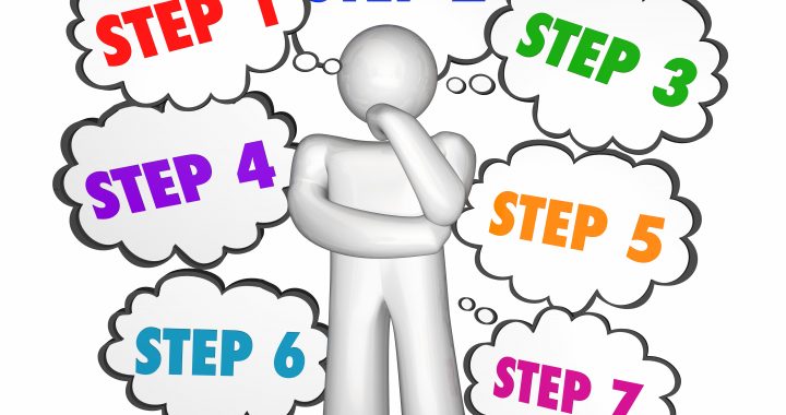 Steps Process Instructions Thought Clouds Thinker 3d Illustration