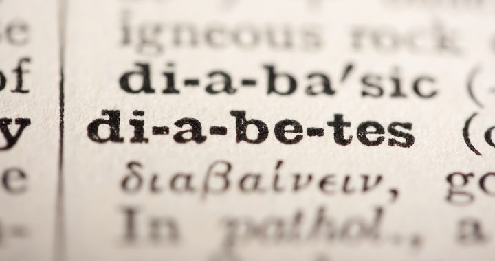 Word diabetes from the old dictionary, a close up.