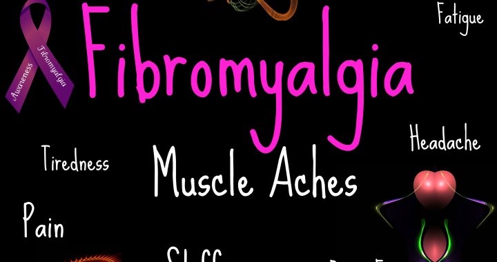Fibromyalgia Awareness sign with illustrations and text